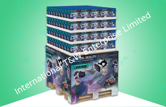 comprare Esposizione ondulata a grandezza naturale del pallet, banco di mostra del cartone che promuove la cuffia avricolare di 3D VR online manufacture