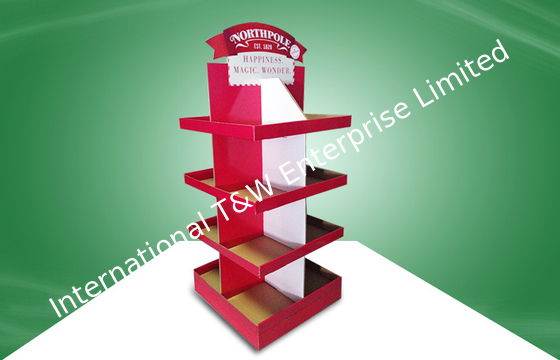 comprare Visualizzatori ecologici rossi di isolato del cartone ondulato quattro scaffali che Shinning stampa offset online manufacture