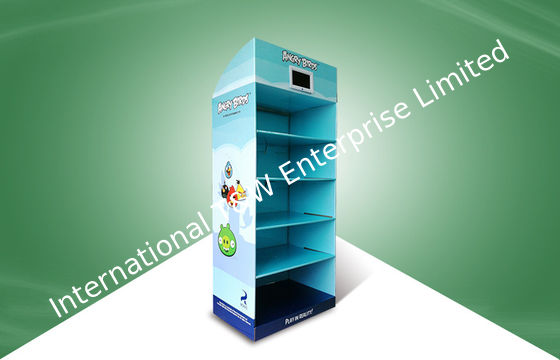 Un buon prezzo. Cinque giocattoli arrabbiati degli uccelli dei banchi di mostra del cartone di POP dello scaffale riparati con il giocatore della TV in linea