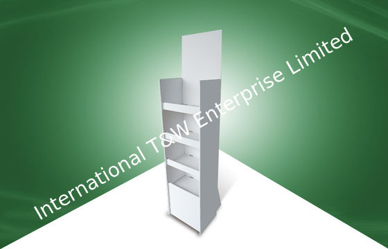 Un buon prezzo. Visualizzatore bianco di isolato, scaffali di esposizione del pallet del pavimento del cartone in linea