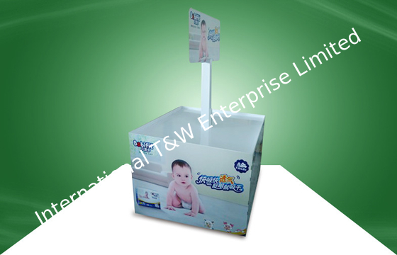 Un buon prezzo. Grande scaffale di esposizione del pallet di pubblicità del cartone per la promozione dei prodotti del bambino del tovagliolo in linea