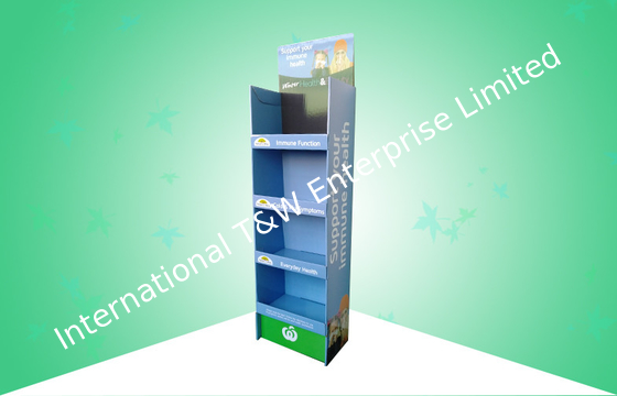 Un buon prezzo. Rivestimento lucido di forte progettazione del banco di mostra di posizione del cartone della medicina con 4 scaffali in linea