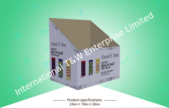 Un buon prezzo. Il recipiente al minuto dello scarico dell'asciugamano di spiaggia del cartone visualizza il materiale amichevole eco- con la laminazione lucida in linea